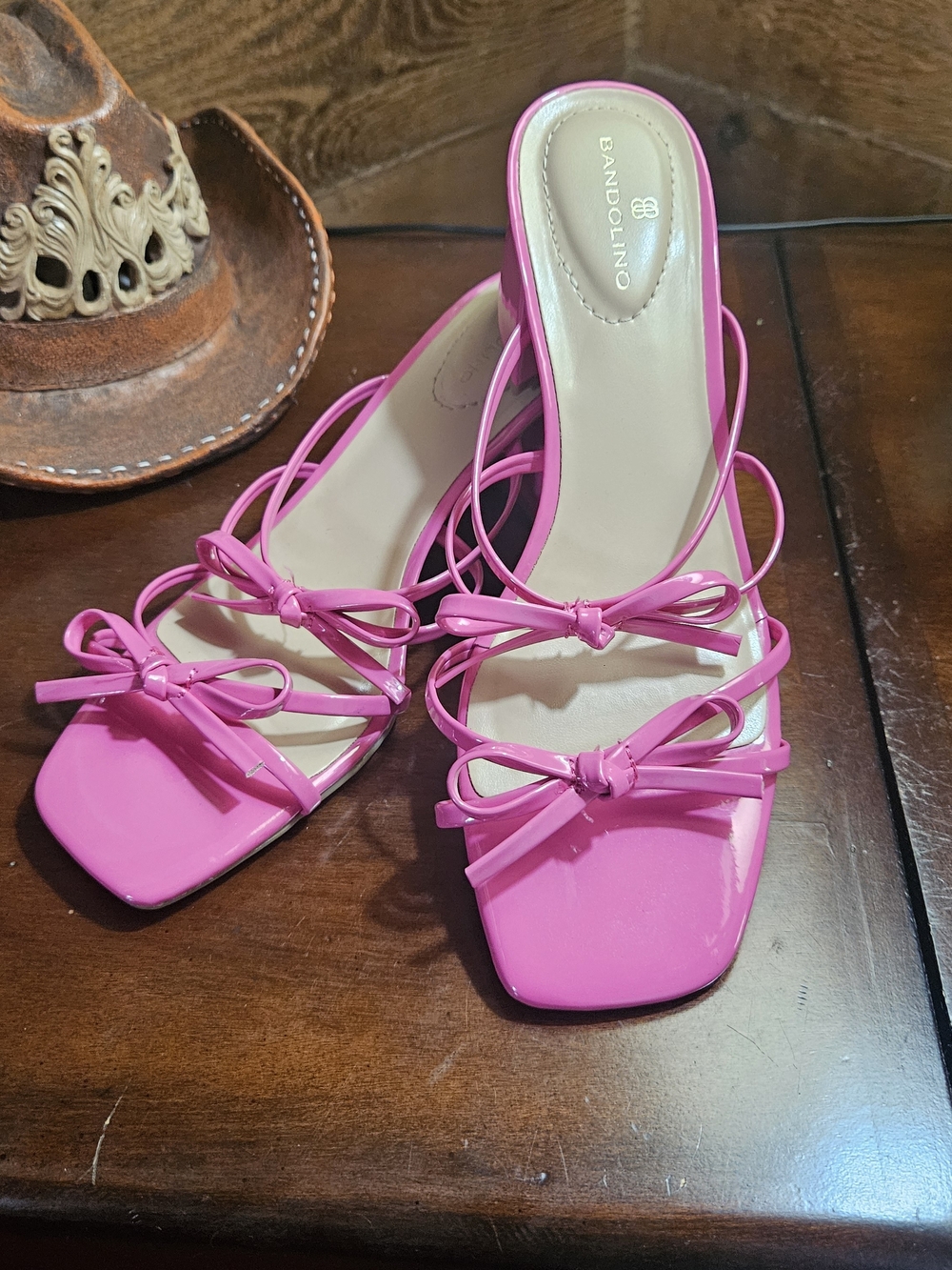 Bandolino Hot Pink Strappy Bow Open-Toe Sandals